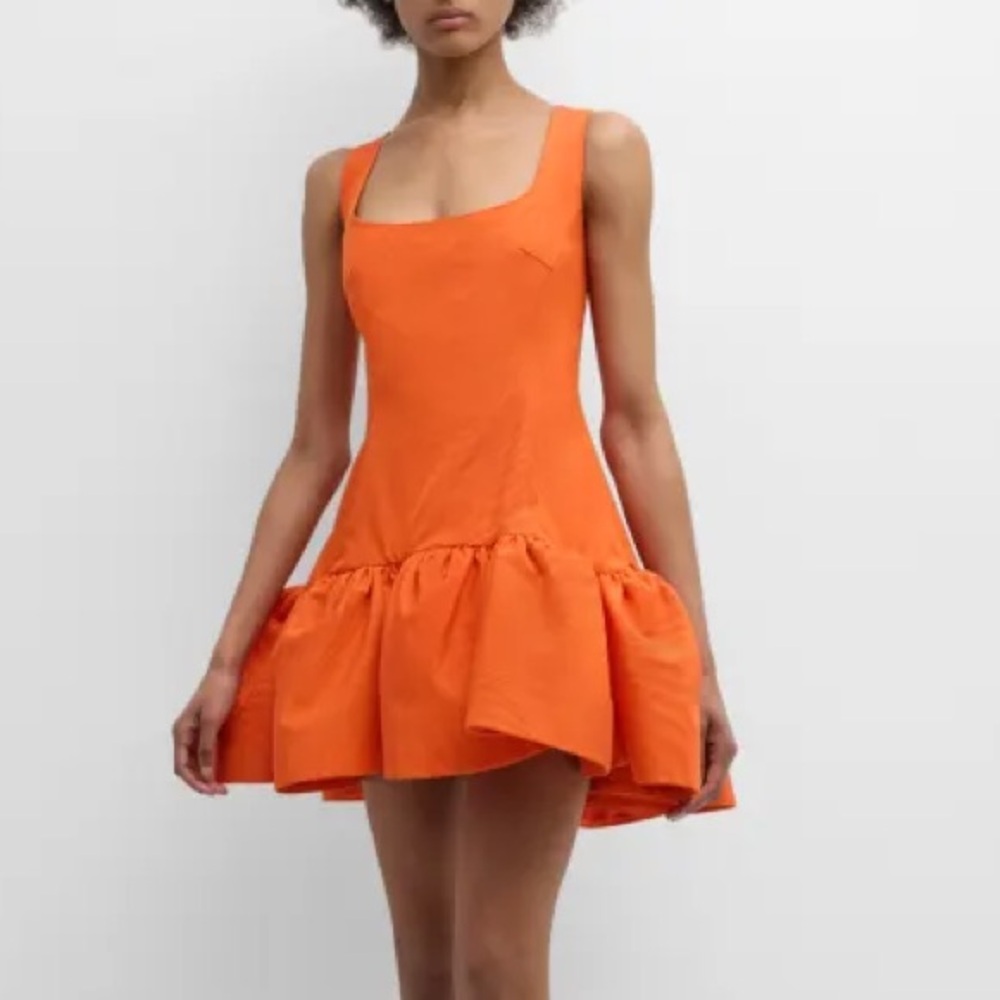 BACH MAI Framboise Volant Moiré Scoop Neck Mini Dress - Picture 2 of 10